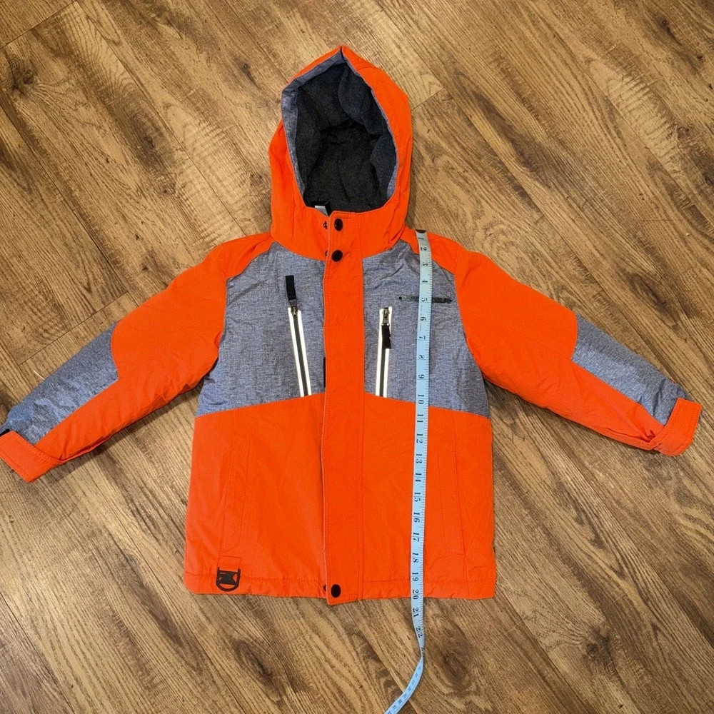 ZeroXposur Toddler 2 In 1 Puffer Hooded Winter Jackets Orange Gray Size XS 4/5